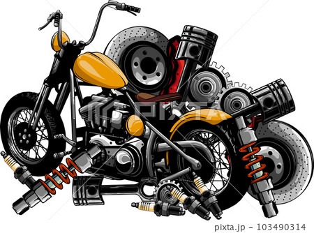Vector illustration of motorbike with Spares design 103490314
