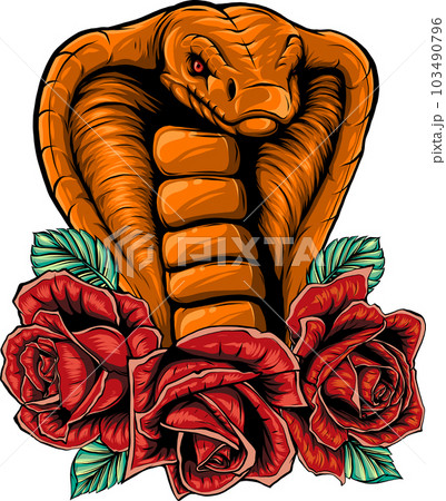 vector illustration of cobra head with rose 103490796