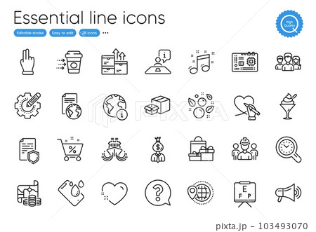 Smartphone waterproof, Question mark and Vision board line icons. Collection of World travel, Ship, Time management icons. Internet, Motherboard, Interview web elements. Wholesale goods. Vector Smartphone waterproof, Question mark and Vision board line icons. Collection of World travel, Ship, Time management icons. Internet, Motherboard, Interview web elements. Wholesale goods. Vector 103493070