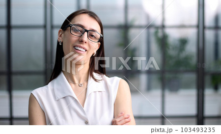 Genuinely attractive female millennial worker expert entrepreneur looking at camera. 103493235