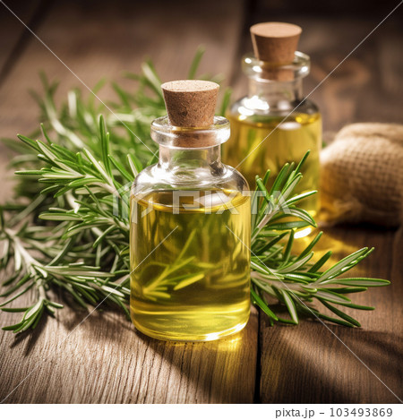 Generative ai: A bottle of rosemary essential oil 103493869