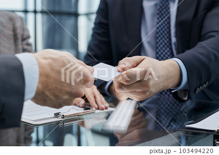 businessman offer personal contact information to customer, acquaintance concept 103494220