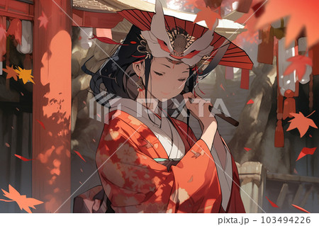 Generative ai. Geisha anime illustration 103494226
