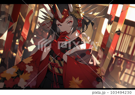 Generative ai. Geisha anime illustration 103494230