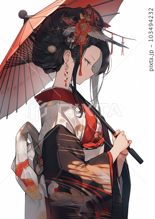 Generative ai. Geisha anime illustration 103494232