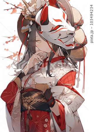Generative ai. Geisha anime illustration 103494234