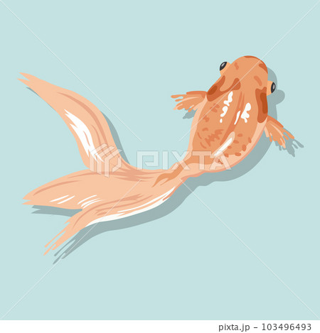 Illustration, cute golden fish on a blue background, pastel colors. Print, poster, vector Illustration, cute golden fish on a blue background, pastel colors. Print, poster, vector 103496493