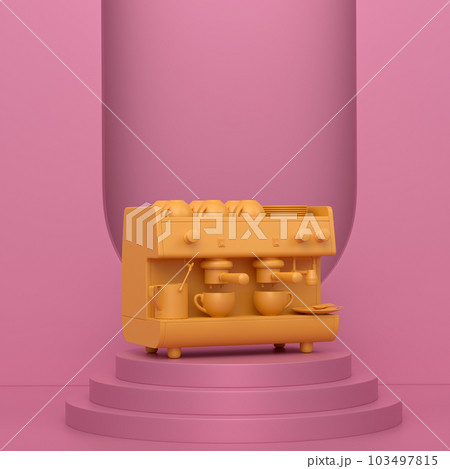 Abstract scene or podium with espresso coffee machine on monochrome 103497815