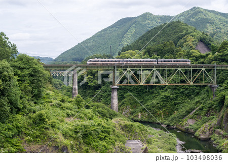 【紀勢本線】三瀬谷橋梁を渡る特急南紀号 103498036