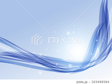 透明感のある青ウェーブ	 103498564