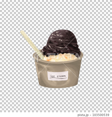 Vanilla and chocolate ice cream in a cup hand drawn style illustration Vanilla and chocolate ice cream in a cup hand drawn style illustration 103500539
