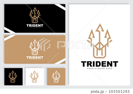 Trident Logo, Vector Magic Spear of Poseidon Neptune, Triton King Design, Template Icon Brand Illustration 103501293