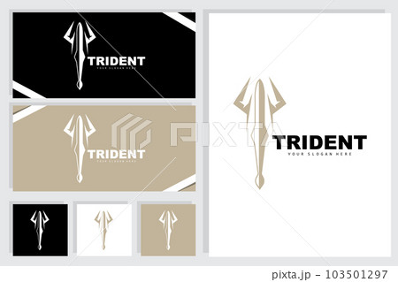 Trident Logo, Vector Magic Spear of Poseidon Neptune, Triton King Design, Template Icon Brand Illustration 103501297