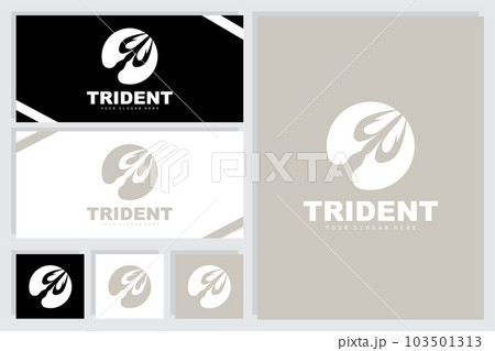 Trident Logo, Vector Magic Spear of Poseidon Neptune, Triton King Design, Template Icon Brand Illustration 103501313