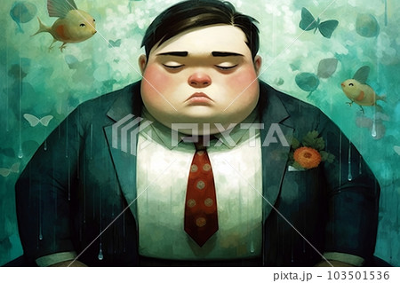 太ったビジネスマン男性,Generative AI AI画像 103501536