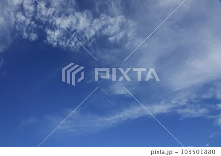 青い空に白い雲が広がった夏の朝空・空主体・220730am 103501880