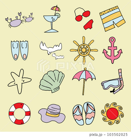 The Beach icon cartoon style bundle set vector image The Beach icon cartoon style bundle set vector image 103502025