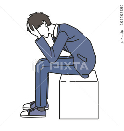 落ち込む男子高校生 103502899