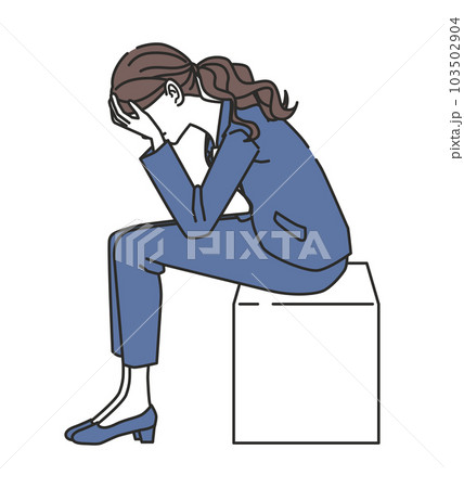 落ち込むオフィスカジュアルコーデの女性 落ち込むオフィスカジュアルコーデの女性 103502904