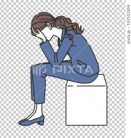 落ち込むオフィスカジュアルコーデの女性 落ち込むオフィスカジュアルコーデの女性 103502904