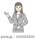 スーツ姿の案内する女性のイラスト スーツ姿の案内する女性のイラスト 103502920
