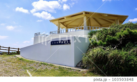 沖縄県伊是名島のギタラ展望台と青い空 103503848