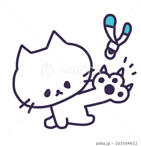 爪切りされる爪が伸びているかわいい白い色の子猫のイラスト 爪切りされる爪が伸びているかわいい白い色の子猫のイラスト 103504652