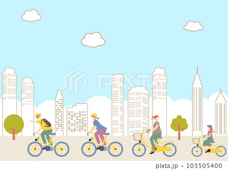 サイクリングを楽しむ人達 103505400