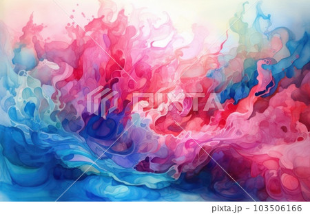 Abstract acrylic background. Watercolor texture. design pattern. Warm and very bright colors.Generative AI. 103506166