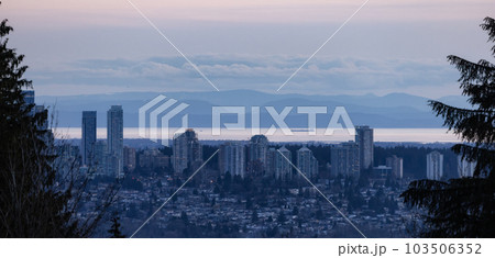 Apartment Buildings in Metro Vancouver Area. Twilight Sunset. 103506352