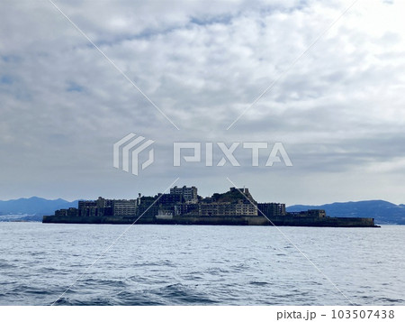 Gunkanjima is a small island located about 20 kilometers from Nagasaki Port. Until 1974, the island served as a coal mine, and more than 5000 residents called the 480 meter long, 150 meter wide island 103507438