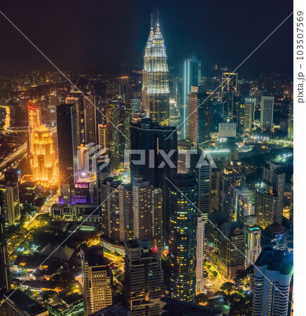 Kuala lumpur cityscape. Panoramic view of Kuala Lumpur city skyline at night viewing skyscrapers building in Malaysia Kuala lumpur cityscape. Panoramic view of Kuala Lumpur city skyline at night viewing skyscrapers building in Malaysia 103507569
