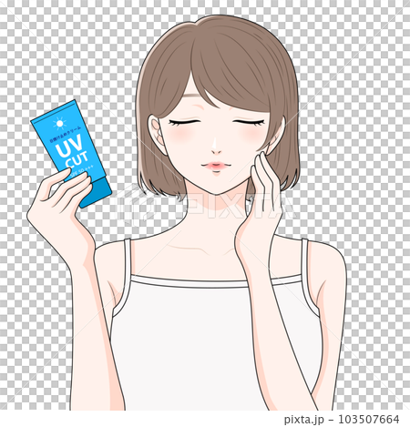 woman with sun cream woman with sun cream 103507664