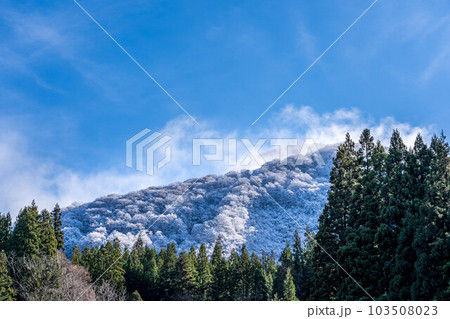 冬晴れと初冠雪の山 冬晴れと初冠雪の山 103508023