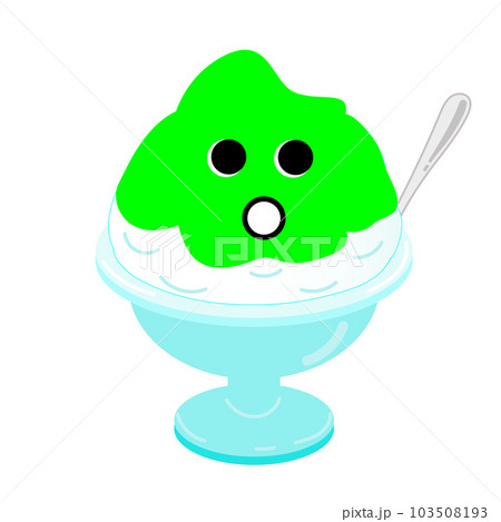 メロン味の緑のかき氷のイラスト素材 103508193