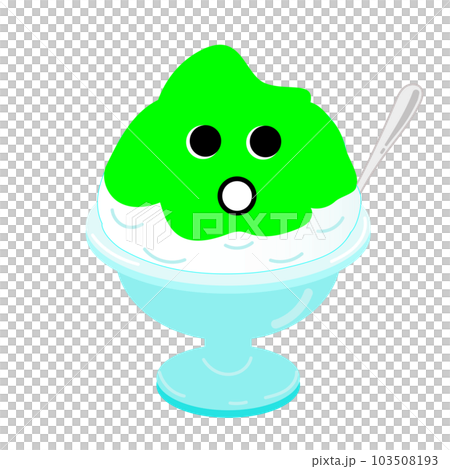 メロン味の緑のかき氷のイラスト素材 103508193