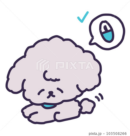 マイクロチップを装着したかわいいトイプードルの子犬のイラスト マイクロチップを装着したかわいいトイプードルの子犬のイラスト 103508266