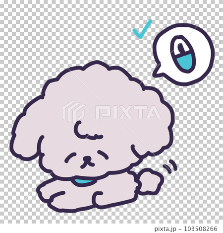 マイクロチップを装着したかわいいトイプードルの子犬のイラスト マイクロチップを装着したかわいいトイプードルの子犬のイラスト 103508266