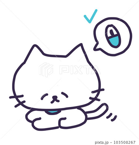 マイクロチップを装着したかわいい白い色の子猫のイラスト マイクロチップを装着したかわいい白い色の子猫のイラスト 103508267