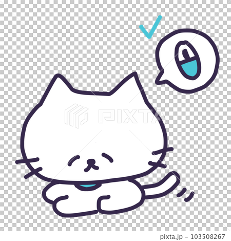 マイクロチップを装着したかわいい白い色の子猫のイラスト マイクロチップを装着したかわいい白い色の子猫のイラスト 103508267