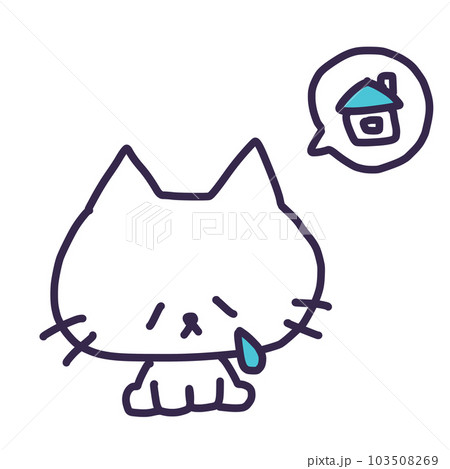 迷子になって泣いているかわいい白い色の子猫のイラスト 迷子になって泣いているかわいい白い色の子猫のイラスト 103508269