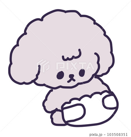 おむつを付けたかわいいトイプードルの子犬のイラスト おむつを付けたかわいいトイプードルの子犬のイラスト 103508351