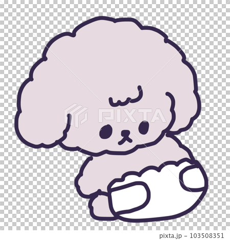 おむつを付けたかわいいトイプードルの子犬のイラスト おむつを付けたかわいいトイプードルの子犬のイラスト 103508351