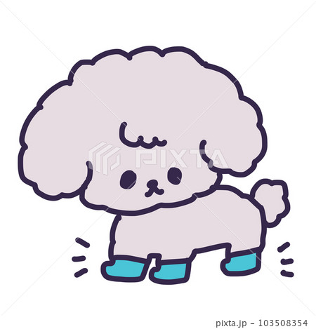犬靴を履いたかわいいトイプードルの子犬のイラスト 犬靴を履いたかわいいトイプードルの子犬のイラスト 103508354