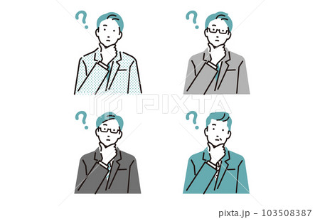 人物 考えるビジネスマンアイコンセット 人物 考えるビジネスマンアイコンセット 103508387