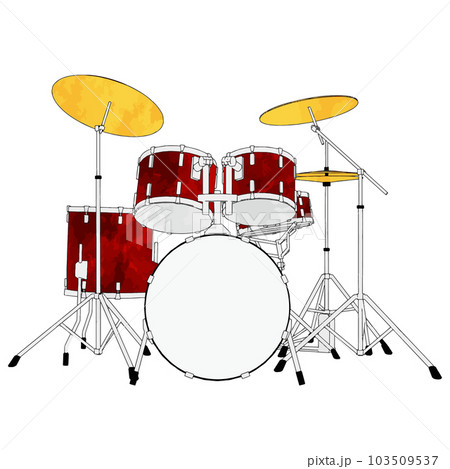 リアルなドラムセットの水彩イラスト リアルなドラムセットの水彩イラスト 103509537