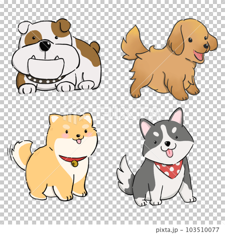 Hand drawn cute baby dog cartoon style 103510077