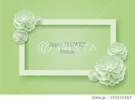 Paper flower rectangular rame green background Paper flower rectangular rame green background 103510367