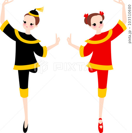 くるみ割り人形の中国の踊りを2人で踊るバレリーナ 103510680