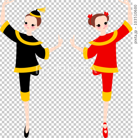 くるみ割り人形の中国の踊りを2人で踊るバレリーナ 103510680